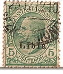 Stamps : Africa : Libya :  Poste italiane / Libia / colonia italiana / 5 centesimi