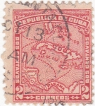 Stamps Cuba -  mapa isla de Cuba
