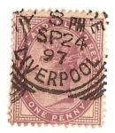 Stamps United Kingdom -  one penny lila / Queen Victoria