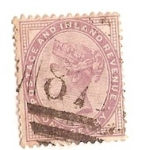 Stamps : Europe : United_Kingdom :  one penny lila / Queen Victoria