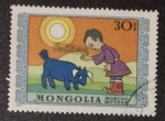 Sellos de Asia - Mongolia -  Niño y ternero