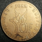 monedas de Europa - Francia -  1988 (Reverso)
