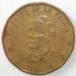 monedas de America - Rep Dominicana -  1991 (Anverso)