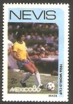 Stamps United Kingdom -  Nevis - Mundial de fútbol México 86, jugador brasileño