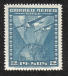Stamps Chile -  Dos Aviones sobre el Globo