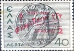 Stamps Greece -  Intercambio crxf 0,20 usd 2 dracmas sobre 40 leptas  1945