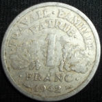monedas de Europa - Francia -  1942 (Reverso)