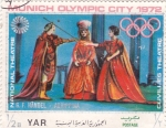 Sellos de Asia - Yemen -  teatro nacional- Munich Olimpiada-72