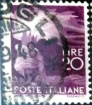 Stamps Italy -  Intercambio 0,20 usd 20 liras 1945