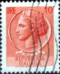 Stamps Italy -  Intercambio 0,20 usd 10 liras 1968