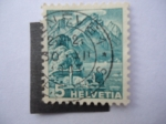 Stamps : Europe : Switzerland :  Helvetia - Paisaje.