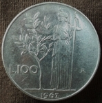 monedas de Europa - Italia -  1967 (Reverso)