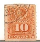 Stamps Chile -  Colon 10. ruleteado