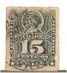 Stamps Chile -  Colon 15c. ruleteado