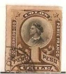 Stamps Chile -  Colon 1p. ruleteado