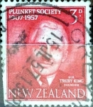 Sellos de Oceania - Nueva Zelanda -  Intercambio 0,20 usd 3 penny 1957