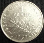 monedas de Europa - Francia -  1967 (Reverso)