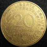 monedas de Europa - Francia -  1967 (Reverso)