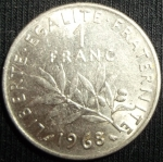 monedas de Europa - Francia -  1968 (Reverso)