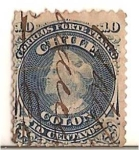 Stamps : America : Chile :  Colon / 1867 PRIMERA DENTADA