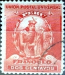 Stamps : America : Peru :  Intercambio 0,20 usd 2 cent. 1899