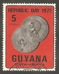 Sellos de America - Guyana -  390 - Día de la República, monedas antiguas