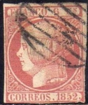 Sellos del Mundo : Europe : Spain : ESPAÑA 1852 12 Sello Isabel II 6c Usado
