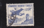 Stamps Chile -  avión y Moái