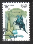 Stamps Russia -  Estatua de Pedro I y los Santos . Pedro y Pablo Catedral , St Pete
