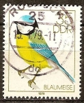 Stamps Germany -  Los pájaros cantores(Tit azul)DDR.