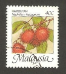 Sellos de Asia - Malasia -   343 - fruta nephelium lappaceum