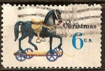 Stamps United States -  Navidad 1970.Caballo de juguete en las ruedas.