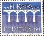 Stamps Switzerland -  Intercambio ma4xs 1,00 usd  80 cent. 1984