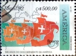 Stamps : America : Brazil :  Intercambio 0,40 usd  500 cr. 1992