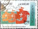 Stamps : America : Brazil :  Intercambio 0,40 usd  500 cr. 1992
