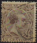 Stamps Spain -  ESPAÑA 1889-99 219 Sello Alfonso XIII 15c. Tipo Pelón Usado