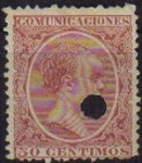 Stamps Spain -  ESPAÑA 1889-99 224 Sello Alfonso XIII 50c. Tipo Pelón Perforado