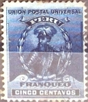 Stamps Peru -  Intercambio 0,20 usd 5 cent. 1896