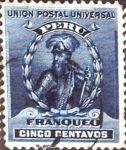 Stamps Peru -  Intercambio 0,20 usd 5 cent. 1896