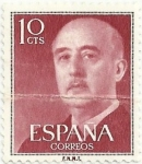 Stamps Spain -  SERIE BÁSICA FRANCO. VALOR FACIAL 10 Cts. EDIFIL 1143