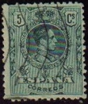 Stamps Spain -  ESPAÑA 1909 268 Sello Alfonso XIII 5c. Tipo Medallón usado