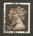 Stamps United Kingdom -  1435 - 150 anivº de la creación del primer sello, reinas Victoria e Isabel II