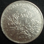 monedas de Europa - Francia -  1970 (Reverso)
