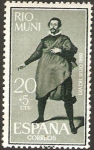 Stamps Spain -  Río Muni -15 - El bufón Pablo de Valladolid, de Velázquez