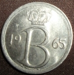 monedas de Europa - B�lgica -  1965 (Anverso)