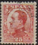 Sellos de Europa - Espa�a -  ESPAÑA 1930 495 Sello Alfonso XIII 25c. Tipo vaquer de perfil Usado con nº control al dorso