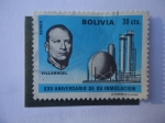 Stamps : America : Bolivia :  Gualberto Villarroel  (1908/46)- XXV Aniv. de su Inmolación.