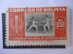 Sellos del Mundo : America : Bolivia : II Congreso Nacional de Deportes 1948 - Esgrima.