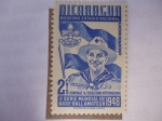 Stamps : America : Nicaragua :  X Serie Mundial de Base-Ball Amateur 1948 - Moderno Estadio Nacional-Natación.Homenaje al escultismo