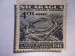 Sellos del Mundo : America : Nicaragua : X Serie Mundial de Base-Ball Amateur 1948 - Moderno Estadio Nacional en Nicaragua.